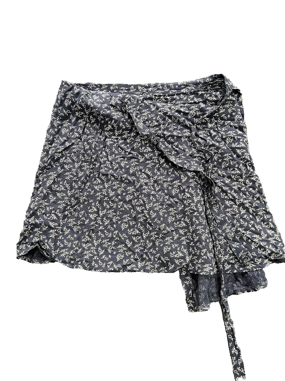 Brandy Melville Y2K babydoll Floral Wrap Mini Skirt in‎ Navy Blue Small A008704